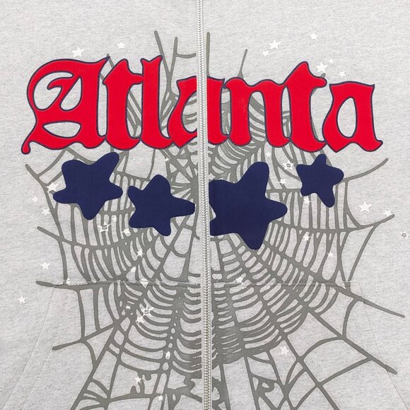 Sp5der Atlanta Full Zip Hoodie Sweatshirt Heather Grey | Spider Worldwide - Picture 4 of 6